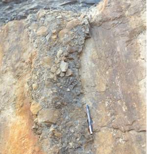 Outcrop photo of fault breccia.